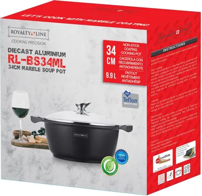Obrázok produktu pre Royalty Line RL-BS34M: Panvica a kastról s mramorovým povrchom - 34 cm čierna