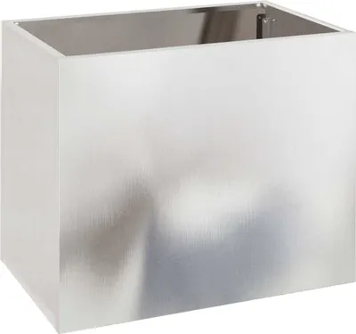 A rectangular, brushed stainless steel planter box is shown from a slightly elevated front-side angle against a white background.
