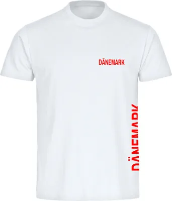 Produktbild von multifanshop Herren T-Shirt - Dänemark - Brust & Seite, weiß, Größe XXL