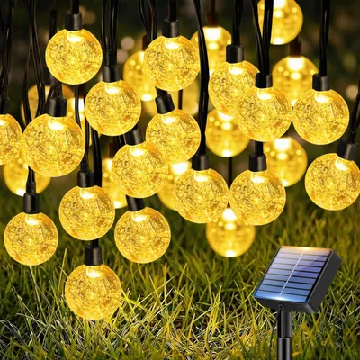 Außenkristallkugel-Lichterkette 15 m, 50 LEDs, Solar, warmweiß