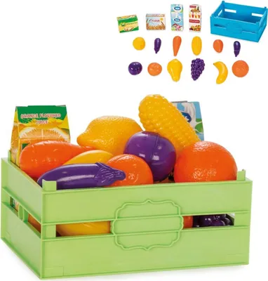 Produktbild von Pilsan Spielzeuglebensmittel-Box 06037 Obst Gemüse 16-teilig Milch Mehl Saft bunt