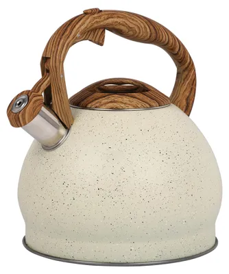 Produktbild von Belle Vous Beige texturierter Pfeifkessel - 3L Teekanne für Herd/Induktionsherd - Edelstahl Wasserkessel Induktion - Teekessel Induktion -