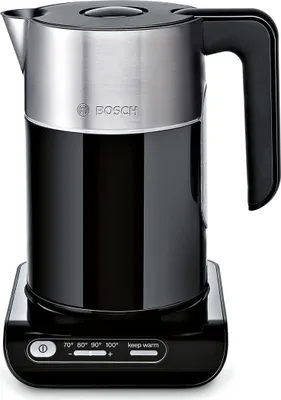 Immagine prodotto di Bollitore Bosch TWK8613P, spegnimento automatico, selezione della temperatura, funzione keep warm, 1,5 litri, 2400 W, nero