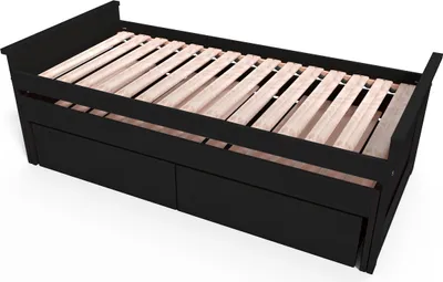 Produktbild von Ausziehbares bett 90x200 Maxi aux Massivholz mit Schubladen - Schwarz