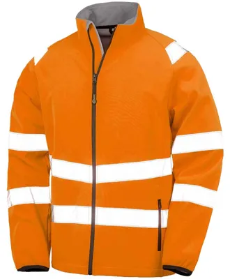 Productafbeelding van Result, Echte gerecyclede softshelljas voor heren, geschikt voor bedrukking - Veiligheidsmodel LT6168 (XXL) (Fluorescerend geel/zwart)