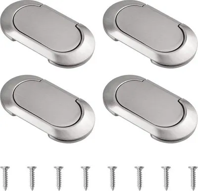 Produktbild von Möbelgriff Verborgener Halter - 4 Stück - Runde Ecke - Rechteckig - Schrauben - Schubladen - Gebürstetes Silber
