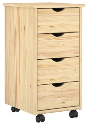 Produktbild von vidaXL Rollschrank Mit Rad Braun 65,5 x 34 x 39 cm Massivholz Kiefer