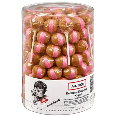 Immagine prodotto di Küfa palla di caramello alla fragola lecca-lecca fruttato e delizioso 100 pezzi 1800g