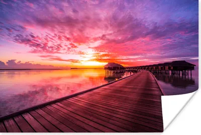 Produktbild von MuchoWow® Poster Steg - Wasser - Sonne - Rosa - Horizont 180x120 cm - Fotoplakat