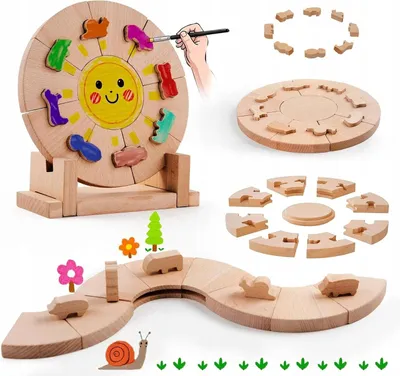 Zdjęcie produktu dla Puzzle drewniane układanka dla dzieci DIY do malowania 17 elementów