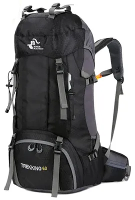 Produktbild von Bseash 60L Wasserdichter leichter Wanderrucksack mit Regenschutz, Outdoor Sport Tagesrucksack Multifunktions Reisetasche für Klettern Camping Reisen (Schwarz)