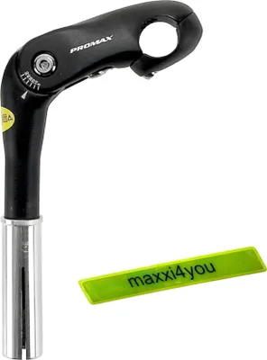 Produktbild von Promax Lenkervorbau 25,4 mm verstellbar 0-50° 70/180mm in Schwarz Aluminium inkl. maxxi4you Reflexband