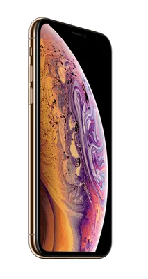 A side view of a gold iPhone XS.