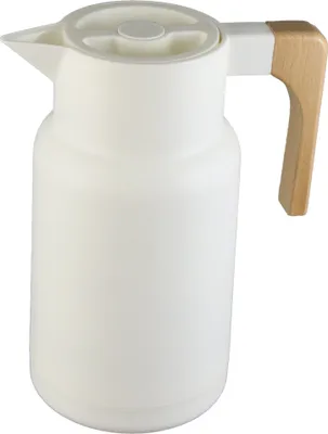 Image de Mug isotherme Excellent Houseware, plastique/bois, 1 l, blanc