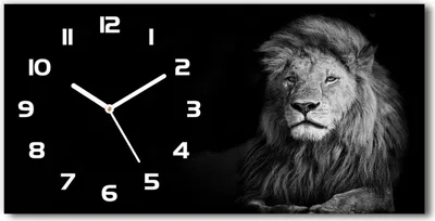 Produktbild von Wanduhr aus Glas – 60x30 cm - Glasbild - Glasuhr - Gehärtetes Glas - weisse-zeiger - Löwe