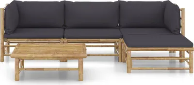 Obrázek produktu pro vidaXL 5dílná zahradní lounge souprava s tmavě šedými polštáři Bamboo