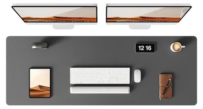 Zdjęcie produktu dla Podkładka pod biurko, 120x43 cm, ciemnoszara, imitująca skórę
