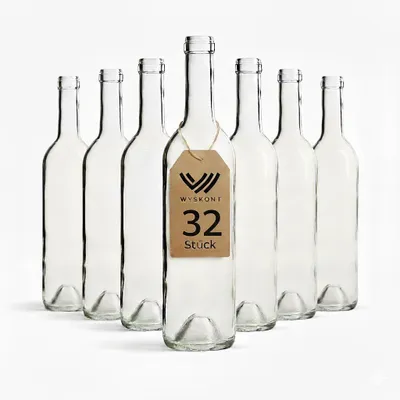 Produktbild von Weinflasche 750 ml Bordeaux 32 Stück, Weiß Weinflasche ohne Korken, Leere Glasflasche, Wasserflasche, Leere Likörflaschen, Wein Zubehör, Glasflaschen