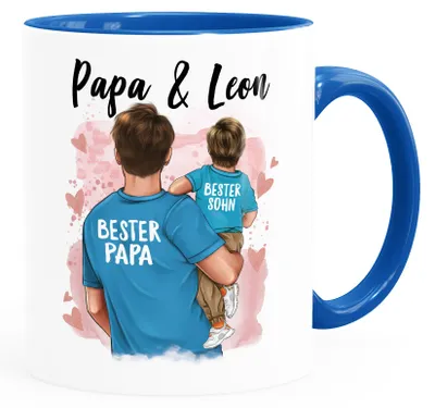 Produktbild von Kaffee-Tasse Papa mit Namen Vater Sohn Tochter personalisierte Geschenke für Papa zum Vatertag Geburtstag SpecialMe® weiß-innen-royal standard
