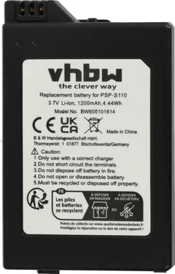 Produktbild von vhbw Akku kompatibel mit Sony Playstation Portable Brite PSP-3002, PSP-3004, PSP-3000, PSP-3001 Spielekonsole (1200 mAh, 3,7 V, Li-Ion)