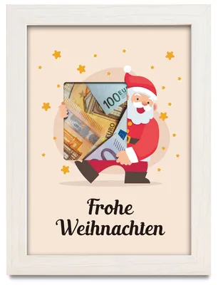 Produktbild von Bilderrahmen mit Weihnachtsmann, weiß, Geld, Weihnachtsgeschenkverpackung