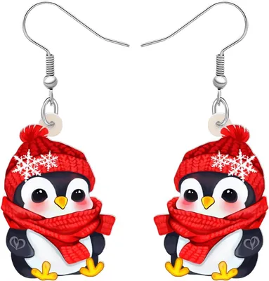 Obrázok produktu pre Ohrnáčiky "Kawaii" s motívom tučniaka, akryl, vhodné na oslavy, pre milovníkov zvierat