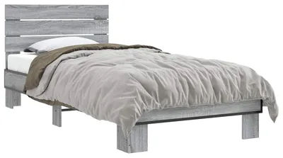 Produktbild von vidaXL Bettgestell mit Kopfteil Grau Sonoma 80 x 200 cm Holzwerkstoff