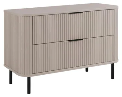 Produktbild von Stehender Badezimmerschrank mit Schubladen und Metallfüßen, Farbe Kaschmir, Griff schwarz, Füße schwarz, 100 x 41,5 x 66,7 cm