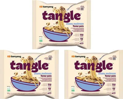 Produktbild von 3er Pack Samyang Ramen Tangle –  | 3x koreanische Instant-Nudeln mit cremiger Pilzsoße | Je 105 g | Halal   +Heartforcards Versandschutz