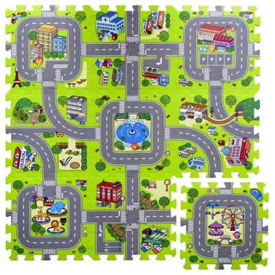 Productafbeelding van Schuimrubberen Vloerpuzzelmat voor Kinderen, Verkeersontwerp, 9 Stuks