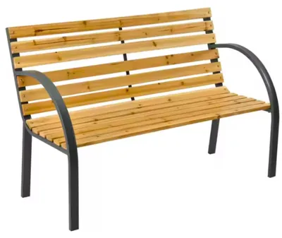 Produktbild von Gartenbank, Parkbank aus Holz, Metall, mit Rückenlehne