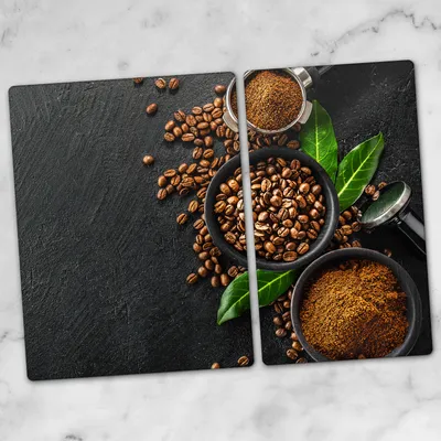 Produktbild von Glas-Herdabdeckplatten Glaskeramikkochfeld-Abdeckung Spritzschutz Glas 70x52 Kaffeebohnen Kaffee