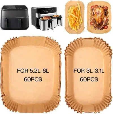 Produktbild von Heißluftfritteuse Backpapier - 120 Stück - Backpapier-Einlagen - 6 l / 3 l - für Philips Airfryer Serie 3000/5000 und Tefal Easy Fry 5,2/3,1 l