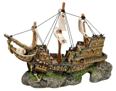 Aquarium-Deko Schiff, 33 x 13 x 23 cm, Harz