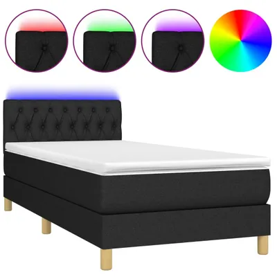 Produktbild von vidaXL Boxspringbett mit Matratze & LED Schwarz 90x200 cm Stoff