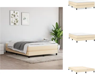 Produktbild von vidaXL Boxspringbett Creme 140x200 cm Stoff -  Betten & Bettgestelle