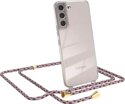 Produktbild von EAZY CASE Handykette kompatibel mit Samsung Galaxy S22 Plus 5G, Handyhülle mit Umhängeband, Handykordel, Schutzhülle Clear, Band in Rot