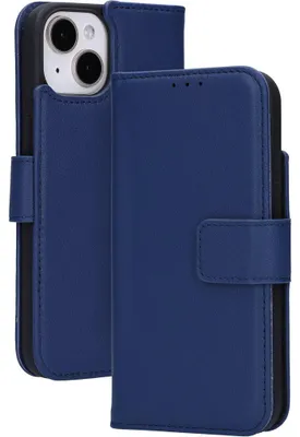Produktbild von Mobiparts Wallet iPhone 15 MagSafe Hülle Echtes Leder Klapphülle Geldbörse - Blau