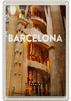 Produktbild von Blechschild Reise 20x30cm Barcelona Spanien Mittelalter Bild