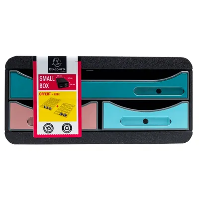 Produktbild von Exacompta Small box, schubladenbox mit 3 schubladen, skandi - farben sortiert - neu, 3 Schublade(n), Kunststoff, Gemischte Farben, 1 Stück(e), 347 mm, 278 mm