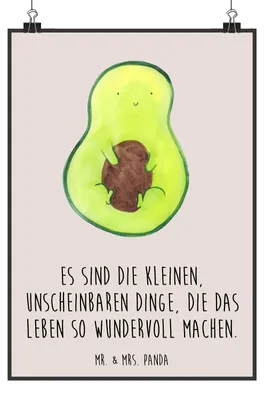 Produktbild von Mr. & Mrs. Panda Bild Avocado Kern DIN A2 - Beige Pastell - Geschenk, Plakat, Pflanze, Wandbild, drucke, Baby, Avocadokern, wanddeko, Liebe