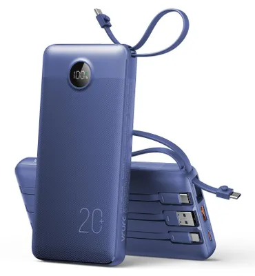 Obrázok produktu pre Powerbank s kapacitou 20 000 mAh, s 4 káblami a funkciou rýchleho nabíjania 22,5 W
