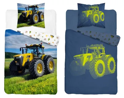 Zdjęcie produktu dla Pościel 140x200 bawełniana świecąca w ciemności Traktor Fent