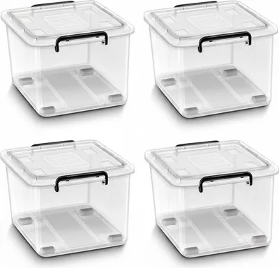 Obrázek produktu pro Úložné boxy s víkem , sada 4 ks, 88l, průhledné
