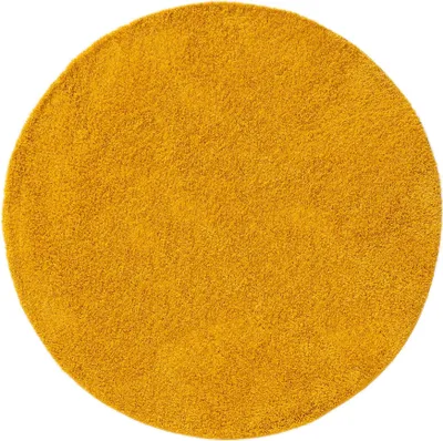 Image de benuta tapis de salon Soho Jaune ø 160 cm rond tapis à poils longs tapis de salon antidérapant doux peluche shaggy moelleux
