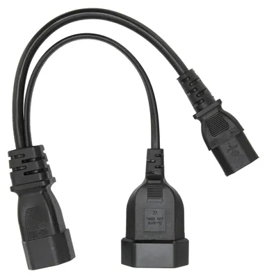 Obrázok produktu pre IEC320 C14 na C13, napájací kábel, profesionálny Y-rozvetvovací konektor, 32 cm, 10 A