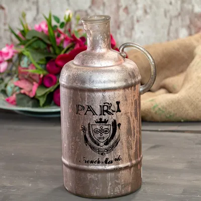 Produktbild von Flasche im Shabby Chic, Vase, Pink-Grau,  Deko-Flasche, Dekoration
