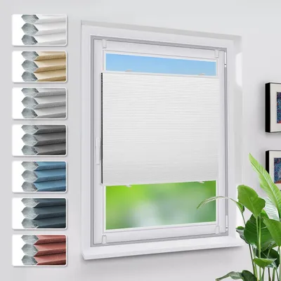 Produktbild von Verdunklungsplissee Wabenplissee ohne Bohren Weiß 80x120cm Klemmfix Thermo Sonnenschutz