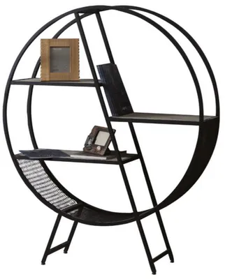 Image de Étagère design, noire, autoportante, ronde, pour bureau ou salon