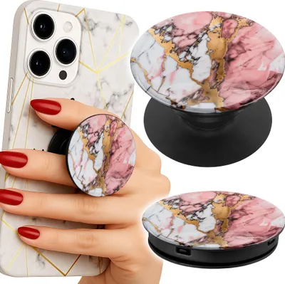 Obrázek produktu pro Popsocket Držák/stojan na prst na telefon růžový bílý mramorový kámen
